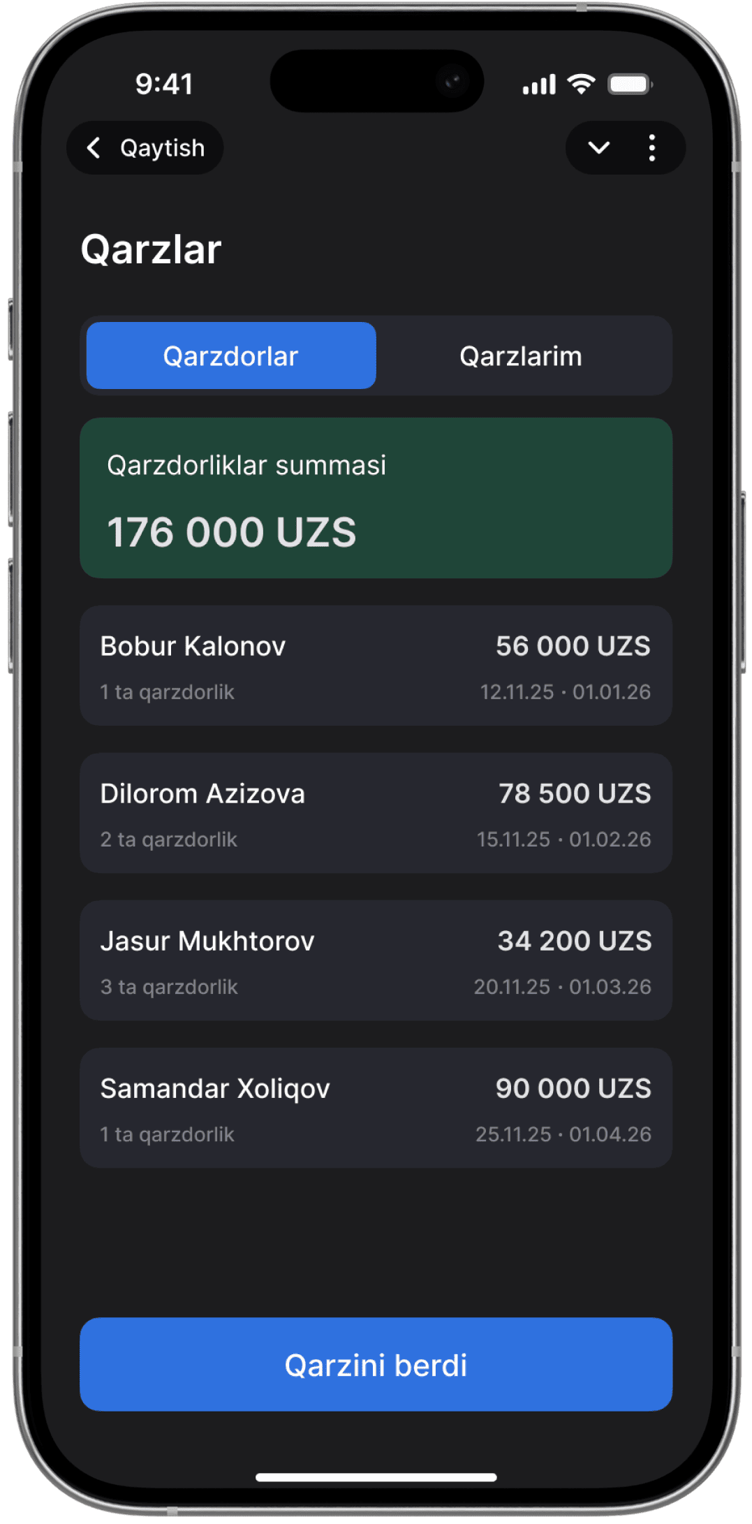 Qarzlar Endi Chalkashmaydi